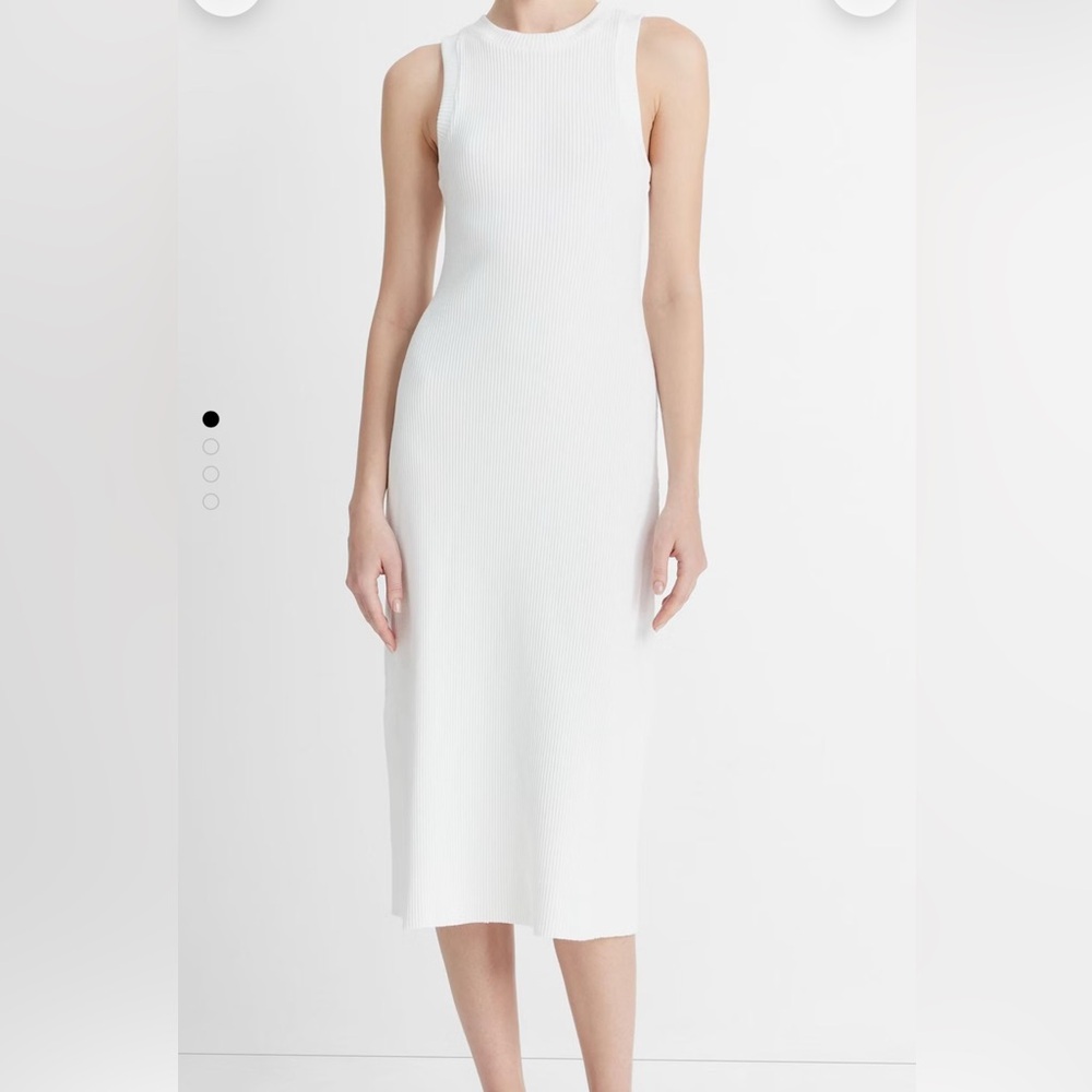 VINCE Ribbed Knit Midi Tank Dress White - Small